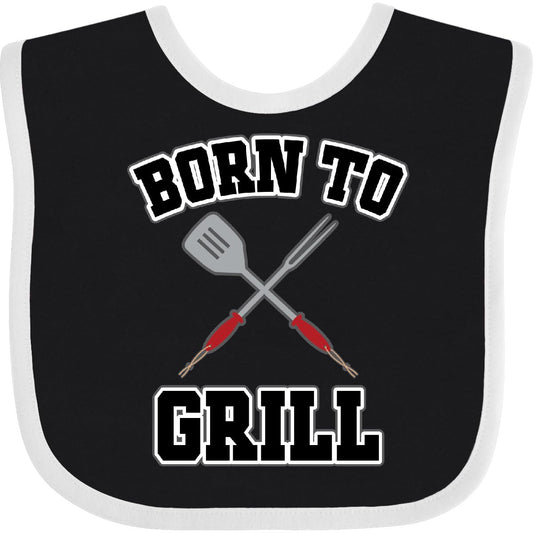 inktastic BBQ Born To Grill Gift Baby Bib Black and White 39823 by Endo33 Markets