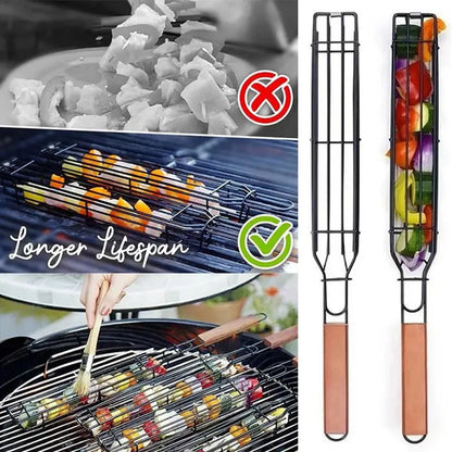Portable Stainless Steel BBQ Grilling Basket Tool by Endo33 Markets