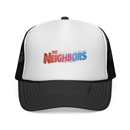 Trucker Cap — Retro "Neighbors" Ombre Logo Mesh Hat by Printify