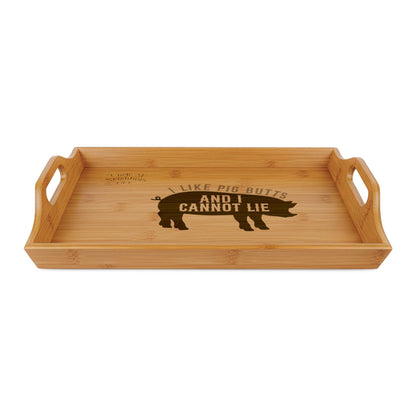 Engraved Bamboo Serving Tray - "I Like Pig Butts and I Cannot Lie" BBQ Server by Printify