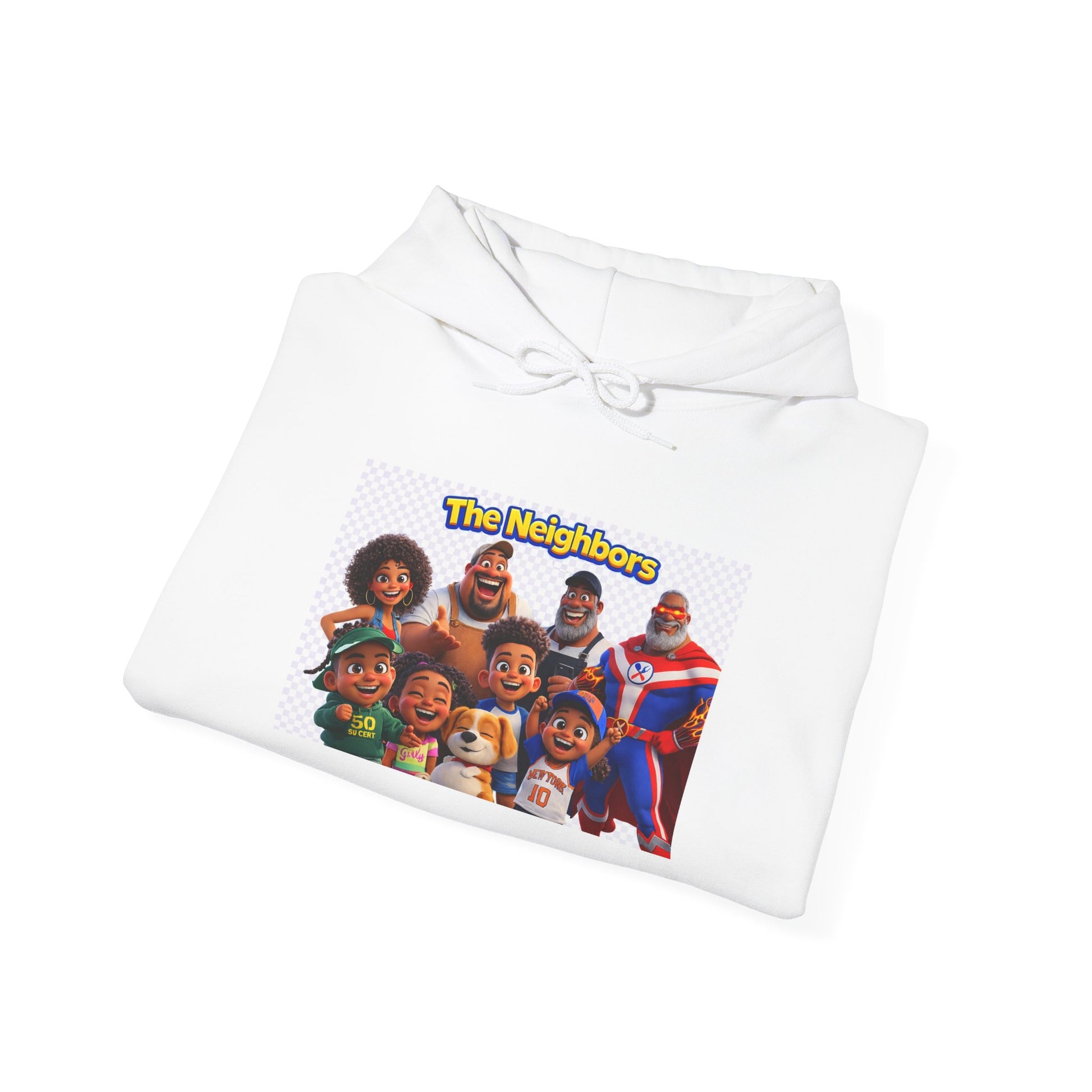 Hoodie — 'The Neighbors' Cartoon Family Graphic Hoodie by Printify
