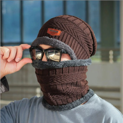 Men's Outdoor Warm Scarf & Fluff Hat by Endo33 Markets