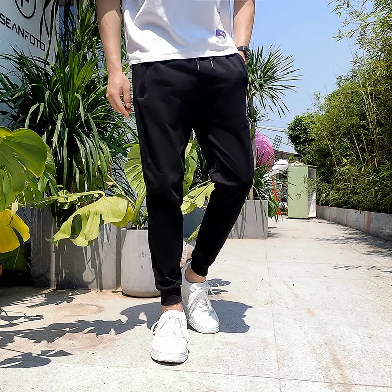 Men's Mid Waist Elastic Athletic Trousers