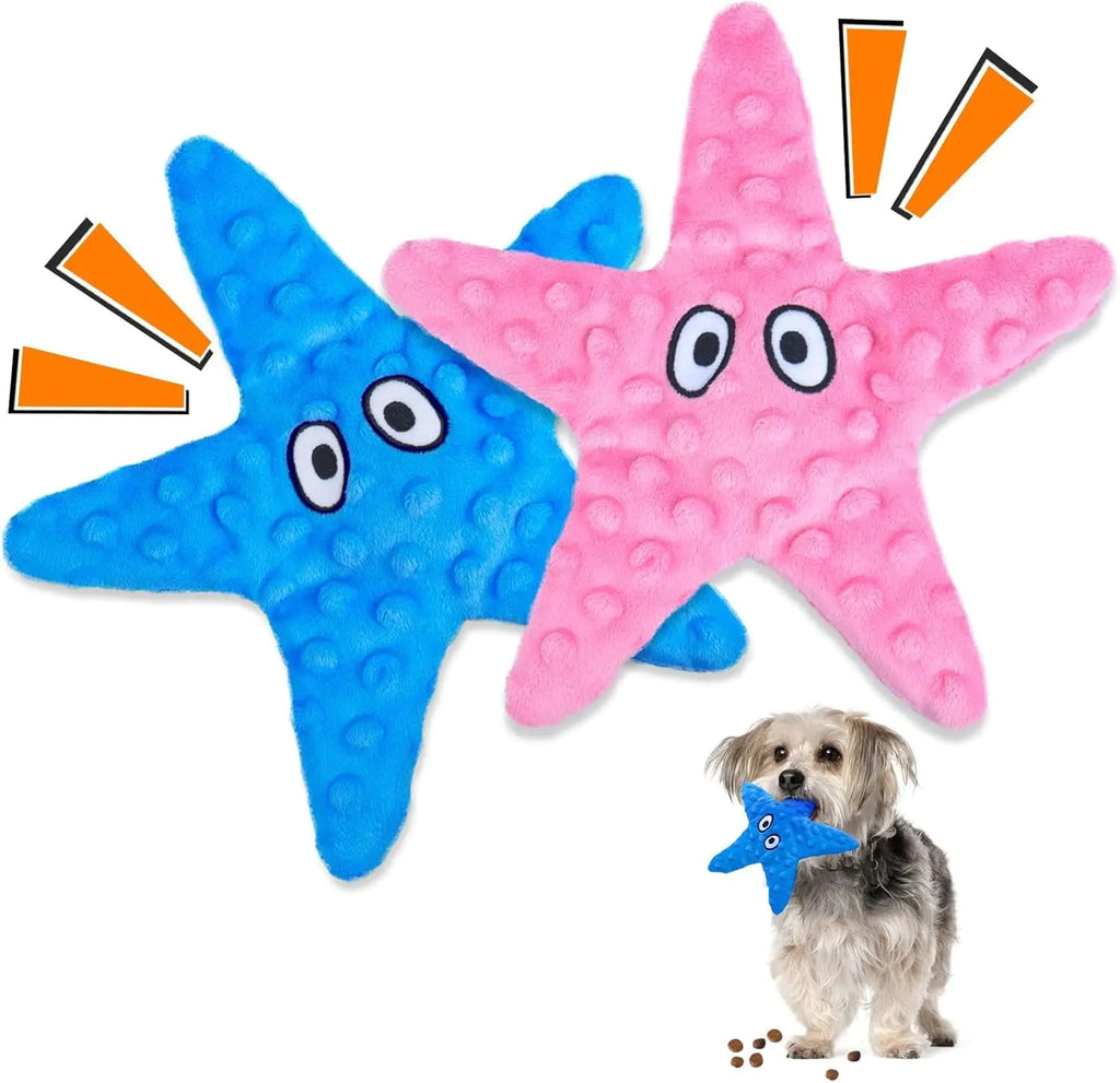 HGB Squeaky Dog Toys No Stuffing Crinkle Dog Toys for Small Dogs Plush Puppy Chew Toys to Keep Them Busy Cute Starfish Small Dog Toys for Small Medium Large Breed Interactive Pet Toys for Boredom