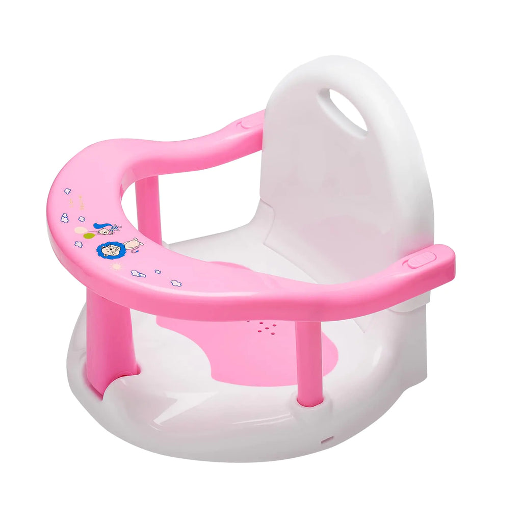 Foldable Baby Bathtub Seat Non Slip Baby Bath Seat Baby Bath Chair Bath Seat for Baby Sitting Up Cute Shape Surround Baby Bathtub Seat with Suction Cups for Baby 6-18 Months (Pink)