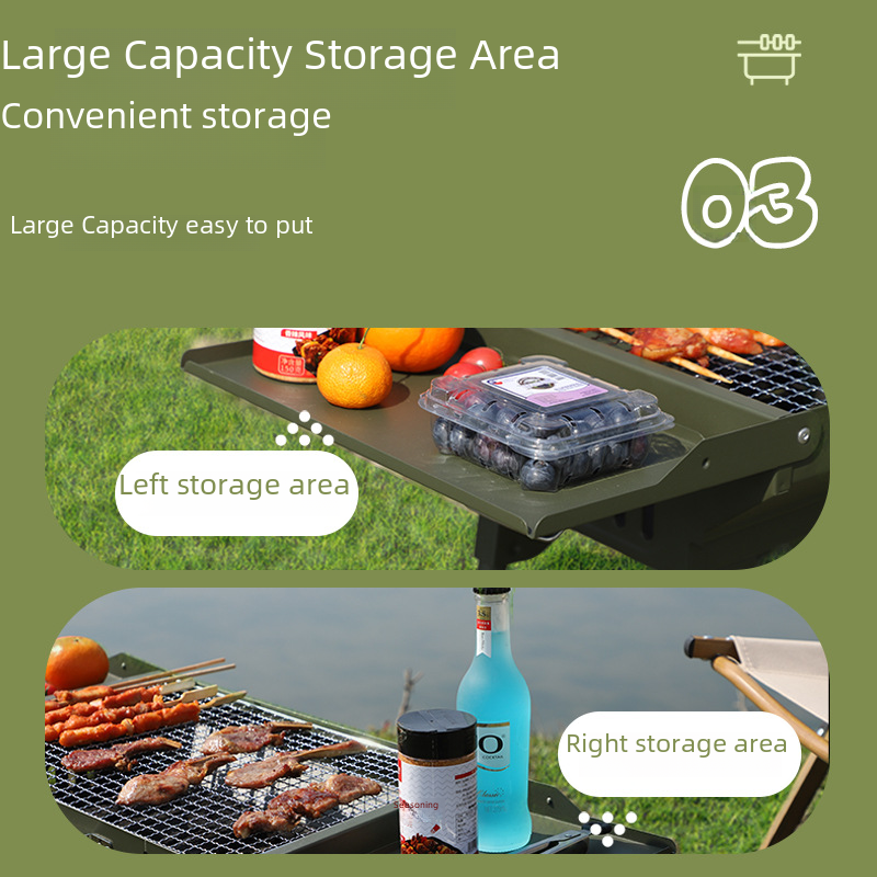 Large Portable Folding BBQ Grill for Outdoor Camping by Endo33 Markets
