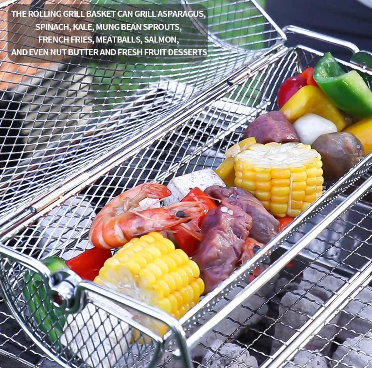 Rotating BBQ Mesh Basket by Endo33 Markets