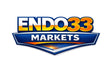 Logo of ENDO33 Markets with a blue and orange design on a white background