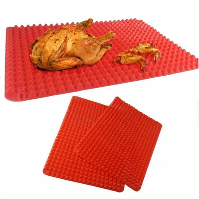 Silicone Red Pyramid BBQ Nonstick Baking Mat 39x27cm by Endo33 Markets
