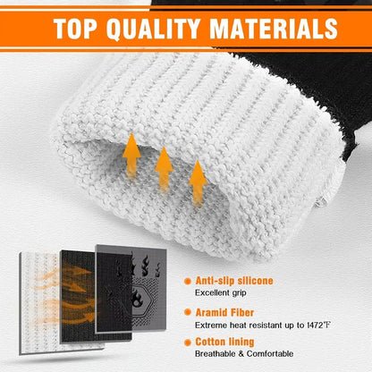 Heat Resistant Silicone BBQ Mitts for Cooking (1 Pair) by Endo33 Markets