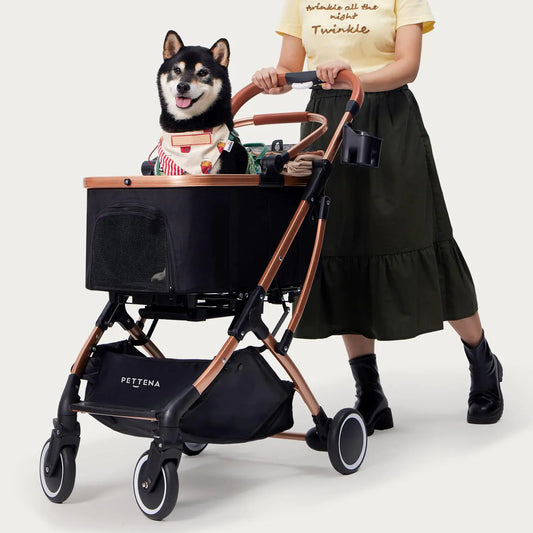 PETTENA Dog Cat Stroller with Detachable Carrier 【Self-Standing Ver.】 4 in 1 One-Touch Foldable Dog Stroller for Small/Medium Dogs up to 55 Lbs Cat Strollers for 2 Cats Large Space Puppy Stroller by Endo33 Markets