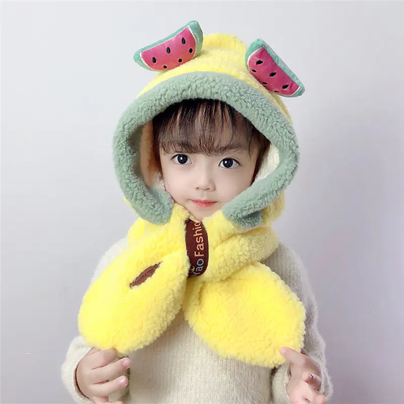 Thick Warm Children's Scarves and Hats with Cute Designs