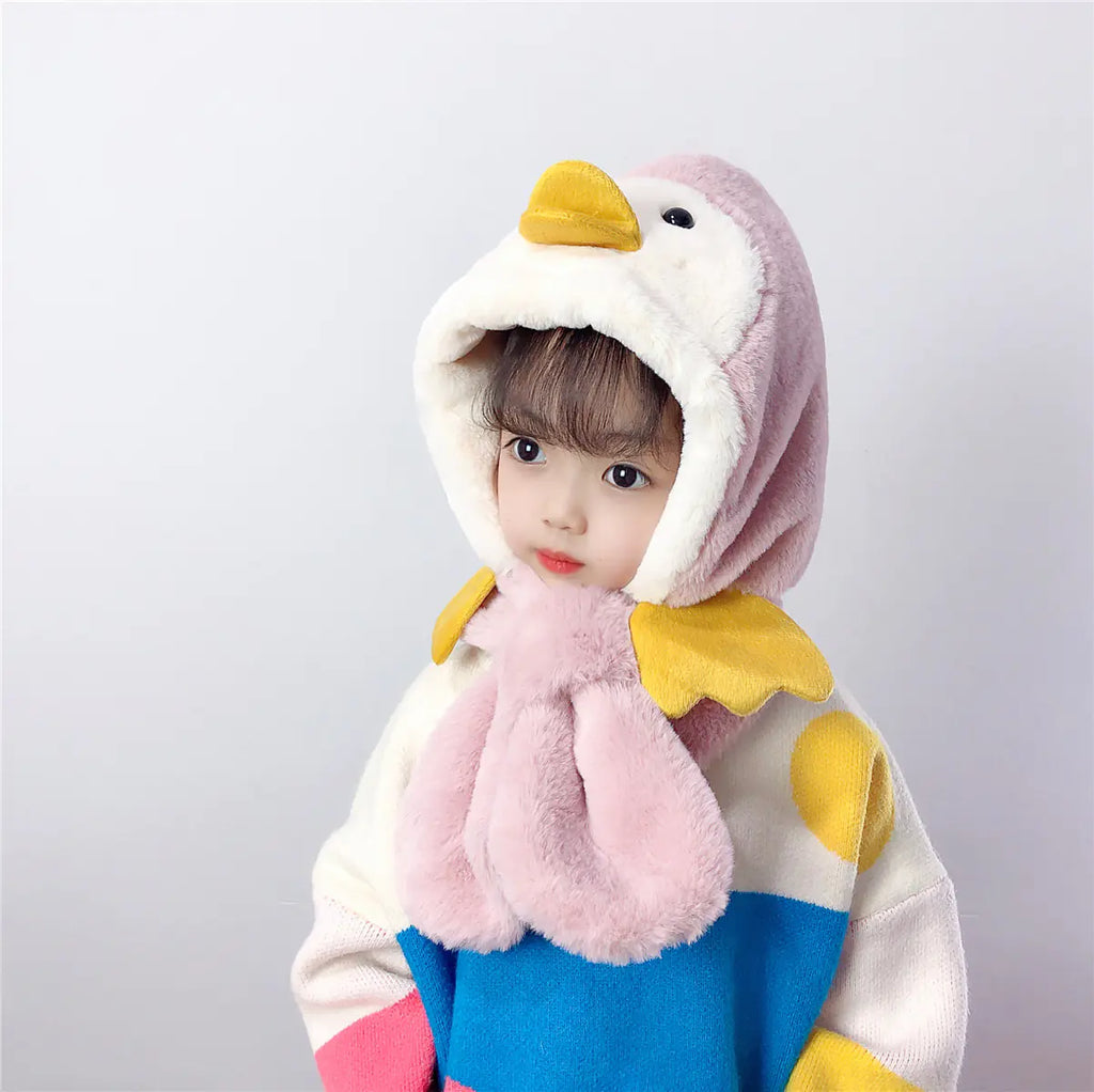 Thick Warm Children's Scarves and Hats with Cute Designs
