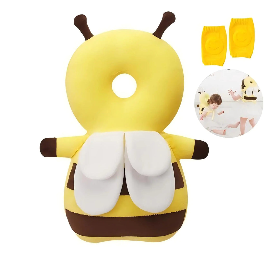 Baby Head Protector Baby Fall Back Head Protector Adjustable Baby Head Protection Backpack with Baby Knee Pads for Crawling Safety Baby Head Protector Head Protection Backpack (Cute bee)