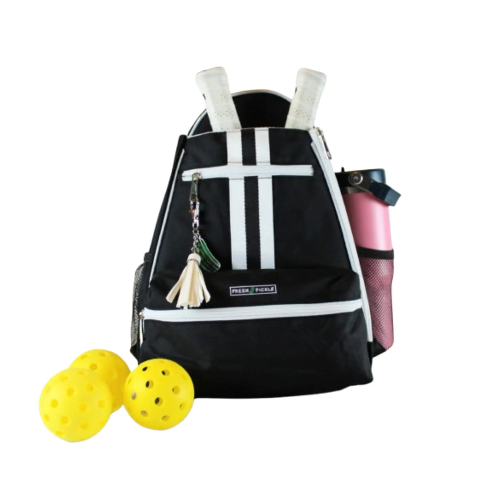 Fresh Pickle Teddi Pickleball Backpack - Black/White Large Capacity Pickleball Bags for Women - Durable Multipurpose Pickleball Paddle Case with Multiple Pockets Stylish Pickleball Paddle Bag