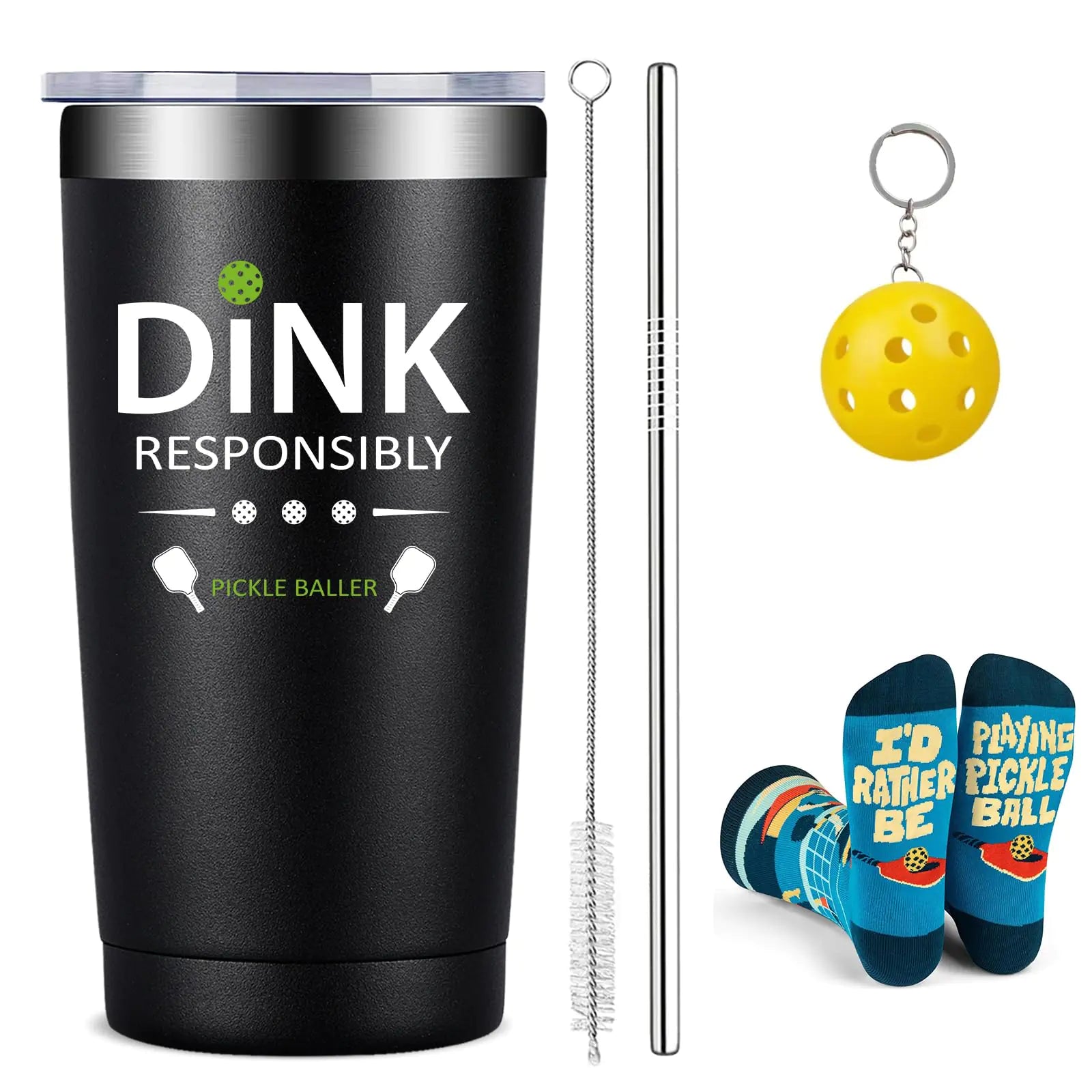 Fufandi Pickleball Gifts for Men Women - Pickle Ball Dink Responsibly - Gifts for Pickleball Lovers - Christmas Birthday Gifts for Pickleball Lovers Pickleball Player Pickleball Coach - Tumbler