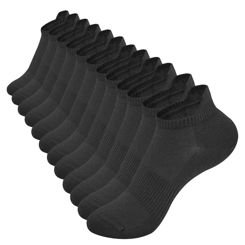 COZYOFFI Women Thin Ankle Socks: 6 Pairs Wear with Sneakers Tennis Shoes - Cotton Athletic Socks Black