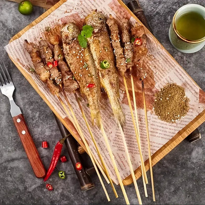 100 Natural Bamboo Skewers for BBQ and Parties by Endo33 Markets