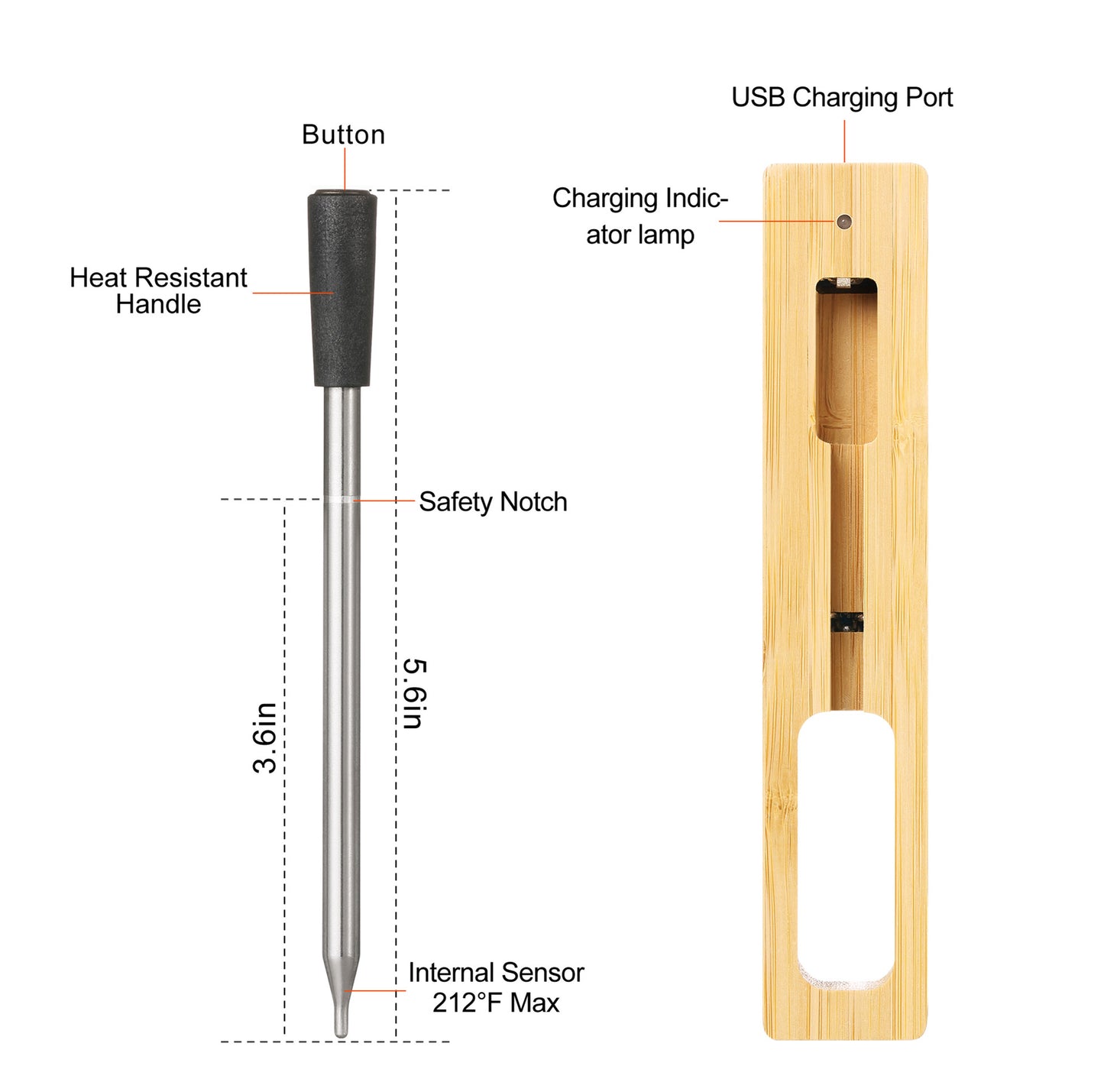 Wireless Bluetooth BBQ Thermometer with Probe by Endo33 Markets