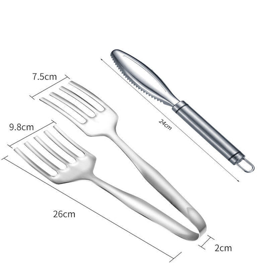 Stainless Steel BBQ Spatula and Food Clip Utensils by Endo33 Markets