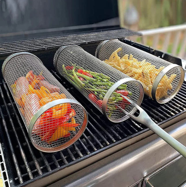 Rolling BBQ Grill Basket by Endo33 Markets