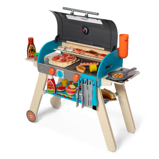 Melissa & Doug Wooden Deluxe Barbecue Grill Smoker and Pizza Oven Play Food Toy for Pretend Play Cooking for Kids - FSC Certified by Endo33 Markets