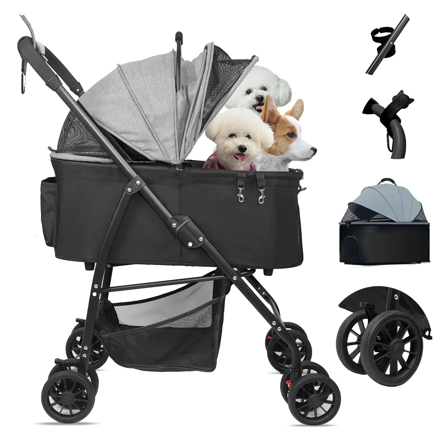 MILA&LOUIS Dog Stroller for Medium Dogs Lightweigh Pet Stroller for Small Dogs 4 Upgraded Wheels Dog Strollers with Cup Holder Hook Puppy Stroller with Detachble Spacious Cradle for Multiple Pets by Endo33 Markets