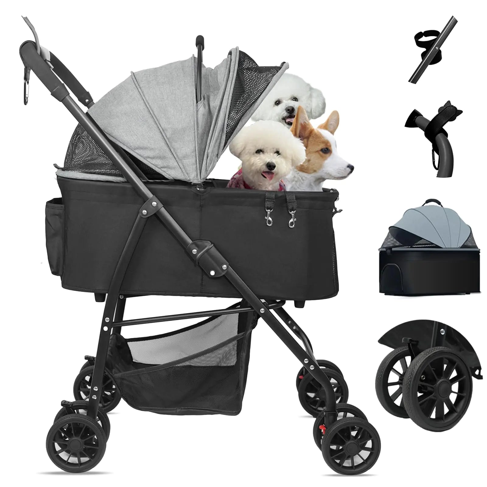 MILA&LOUIS Dog Stroller for Medium Dogs Lightweigh Pet Stroller for Small Dogs 4 Upgraded Wheels Dog Strollers with Cup Holder Hook Puppy Stroller with Detachble Spacious Cradle for Multiple Pets by Endo33 Markets