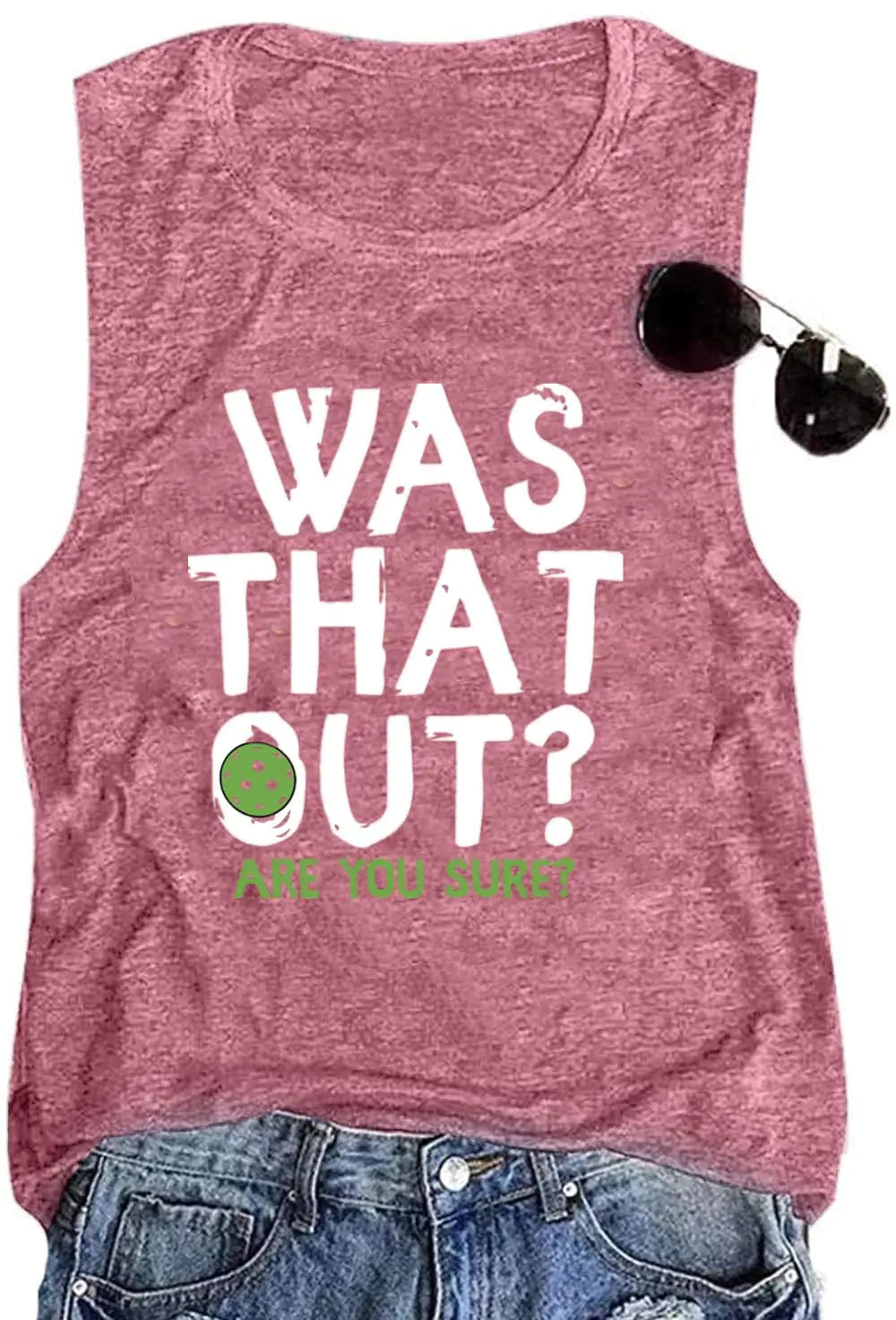 Pickleball Tank Tops Women was That Out Pickleball Tees Funny Pickleball Player Gift Shirt Casual Sleeveless Tops PinkM