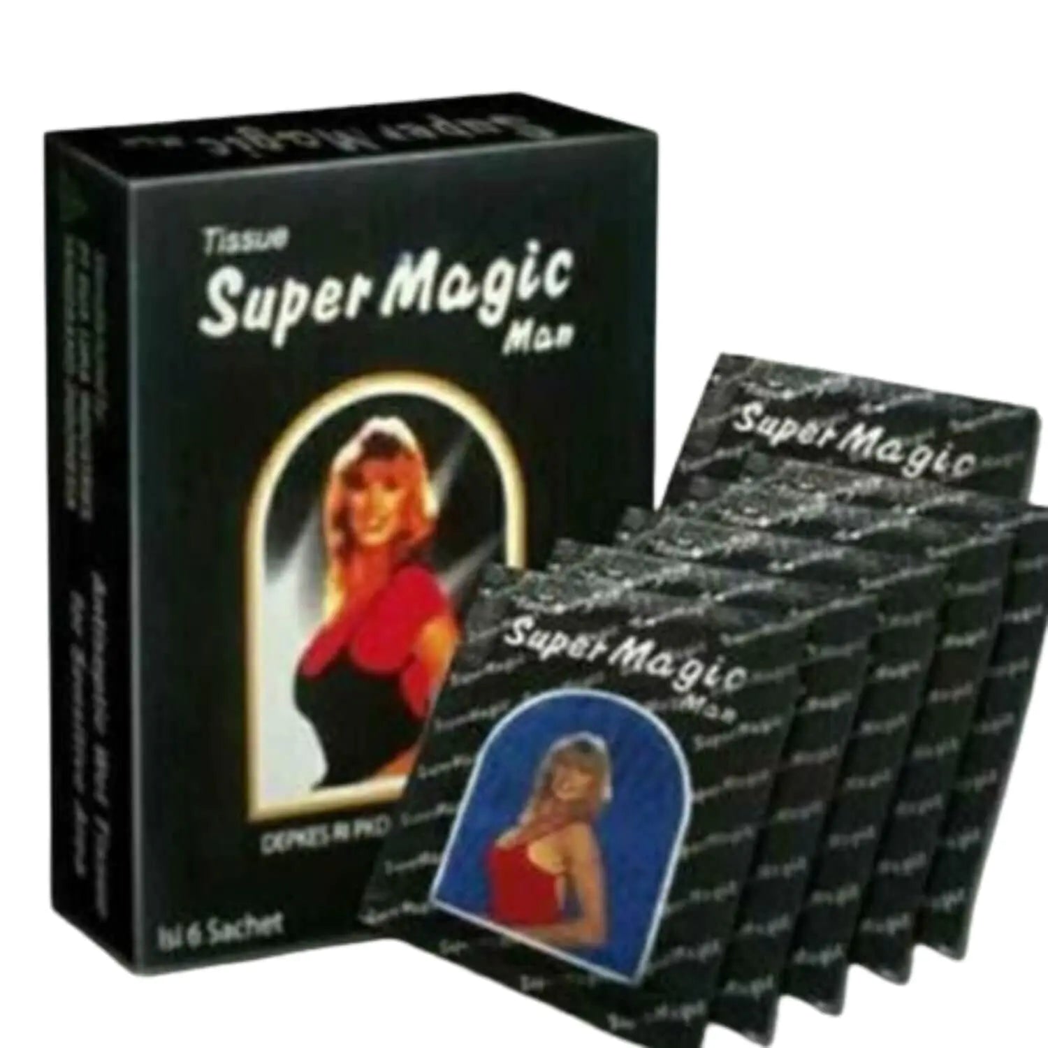 Super Magic Tissue Antiseptic Wipes Longer Delayed Ejaculation for Longer Sex Sex Delay Wipes 1 Box (6 Satchets)
