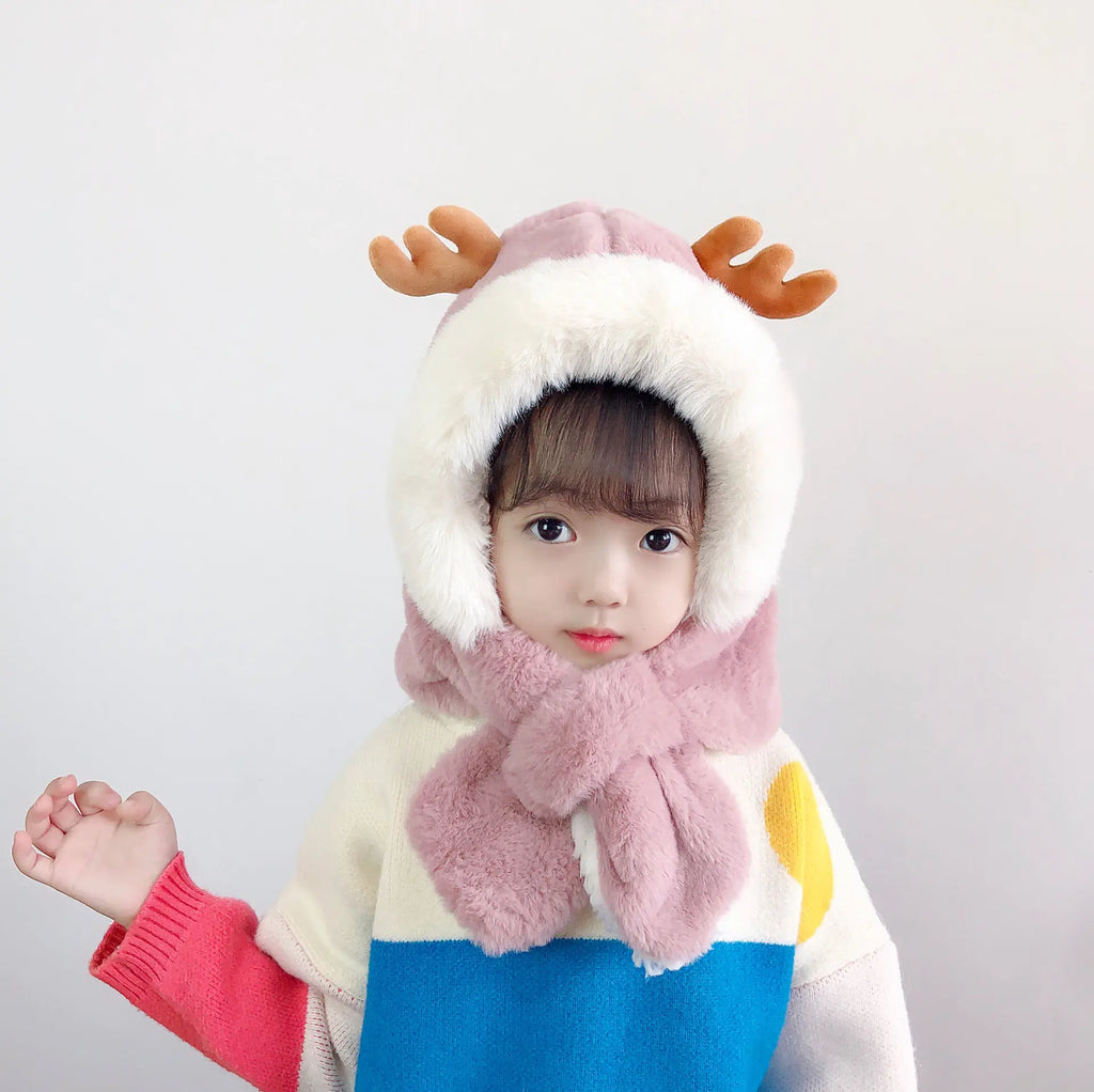 Thick Warm Children's Scarves and Hats with Cute Designs
